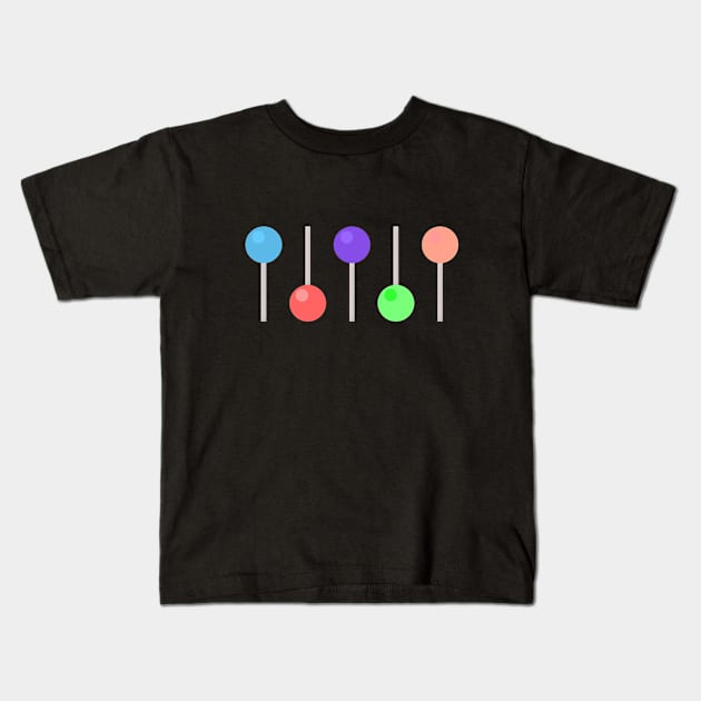 row of lolly candy lollipops in bright colours Kids T-Shirt by ownedandloved